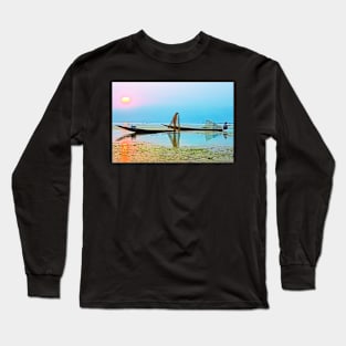 Sunrise over Inle Lake. Long Sleeve T-Shirt